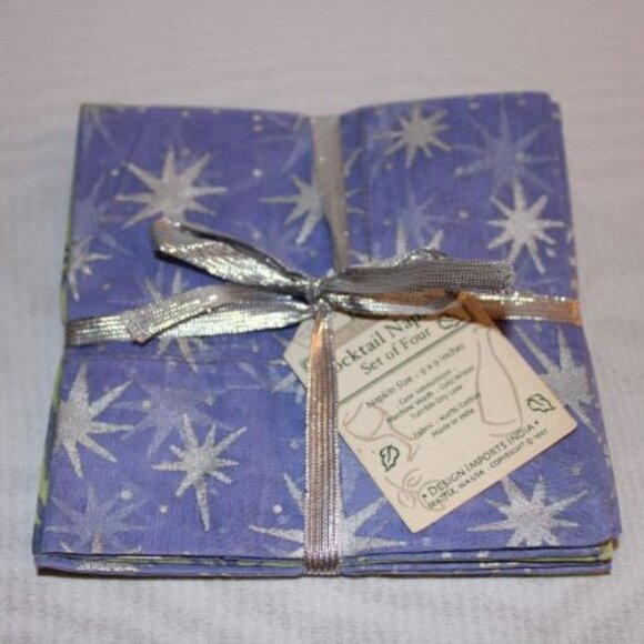 Design Imports India Cocktail Napkins Set of 4 - New - Picture 1 of 2